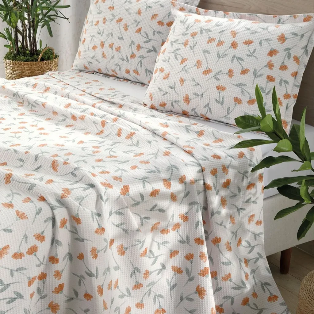 Kit Colcha Solteiro Döhler Piquet Flora 2 peças