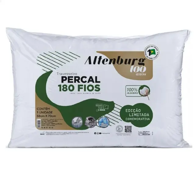 Travesseiro 180 Fios Percal Altenburg 50cm x 70cm