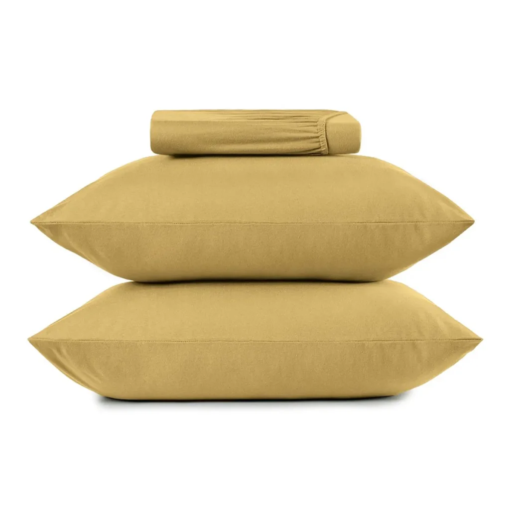 Jogo de Cama Queen 3 Peças Altenburg Malha Fio Penteado Amarelo Mostarda